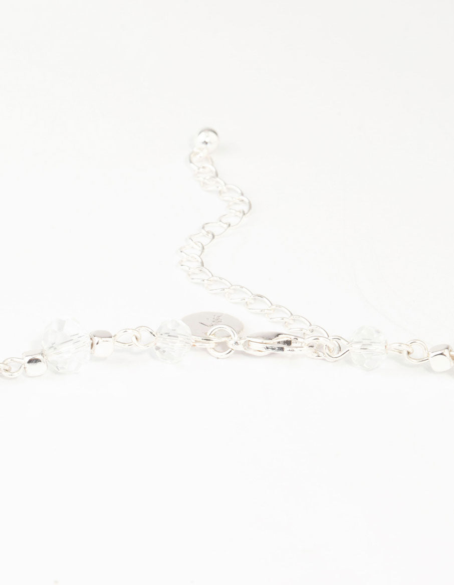 Crater Hoop & Pearl Silver Necklace