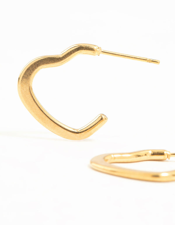 Gold Plated Surgical Steel Heart Outline Hoop Earrings