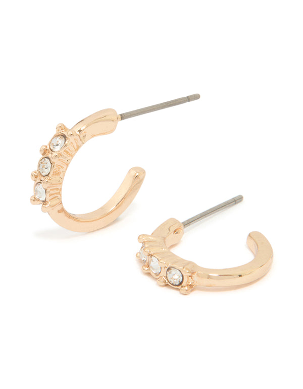 Gold Diamante Huggie Earrings
