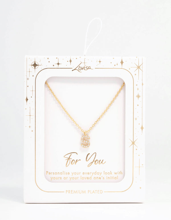 Gold Plated Cubic Zirconia Letter S Necklace