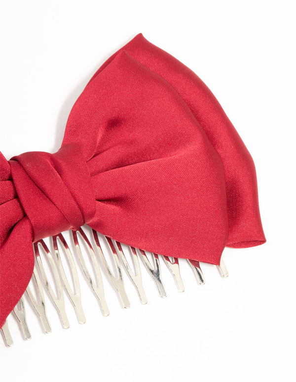 Red Fabric Bow Comb