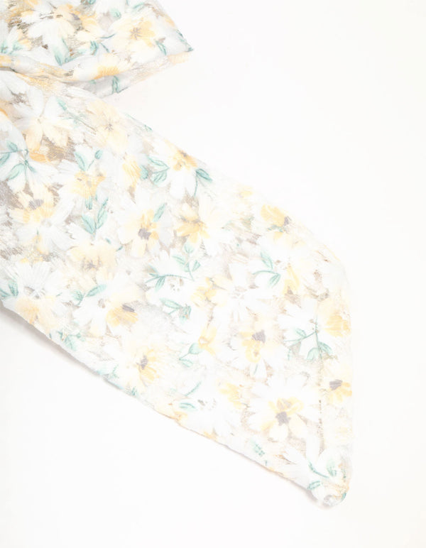 Medium Floral Fabric Bow Clip