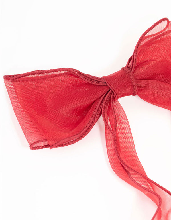 Red Organza Curly Bow Clip