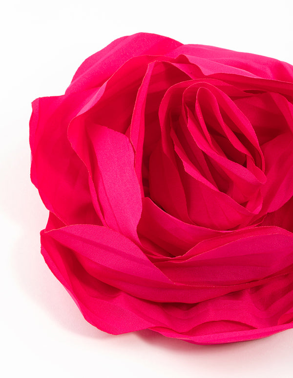 Pink Plisse Fabric Flower Clip