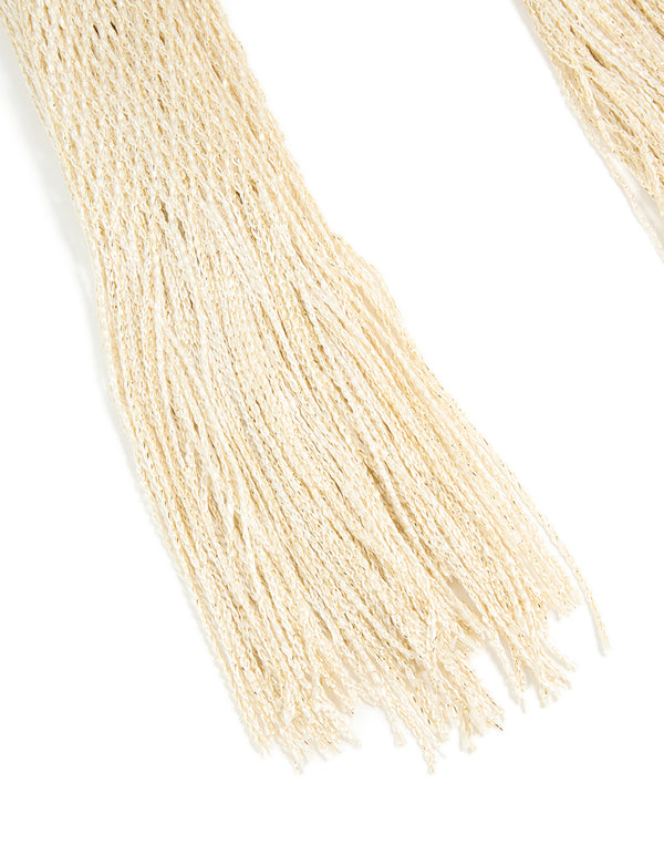 Cream Draped Fabric Long Scarf