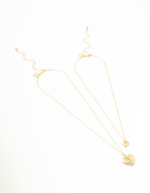 Gold Filigree Locket Necklaces 2-Pack