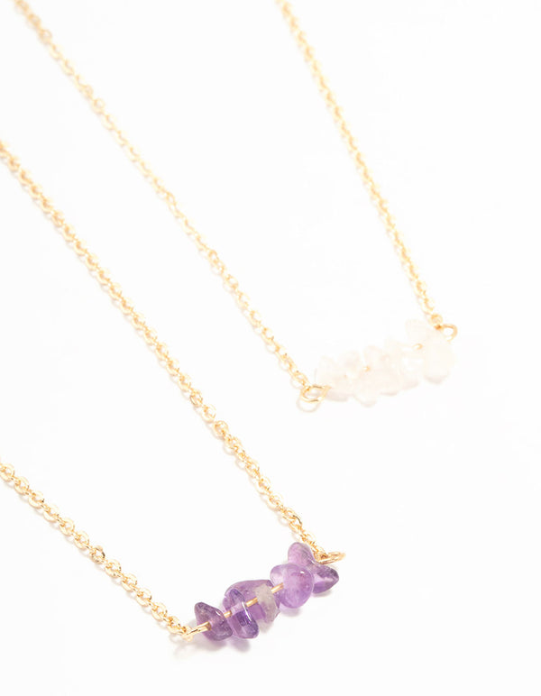 Gold Semi-Precious Chip Necklaces 2-Pack