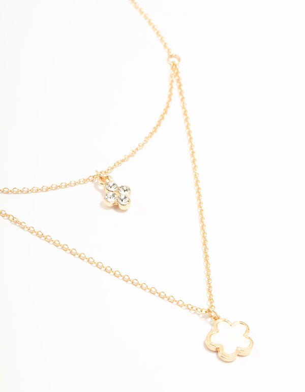 Gold Flower Layered Necklace