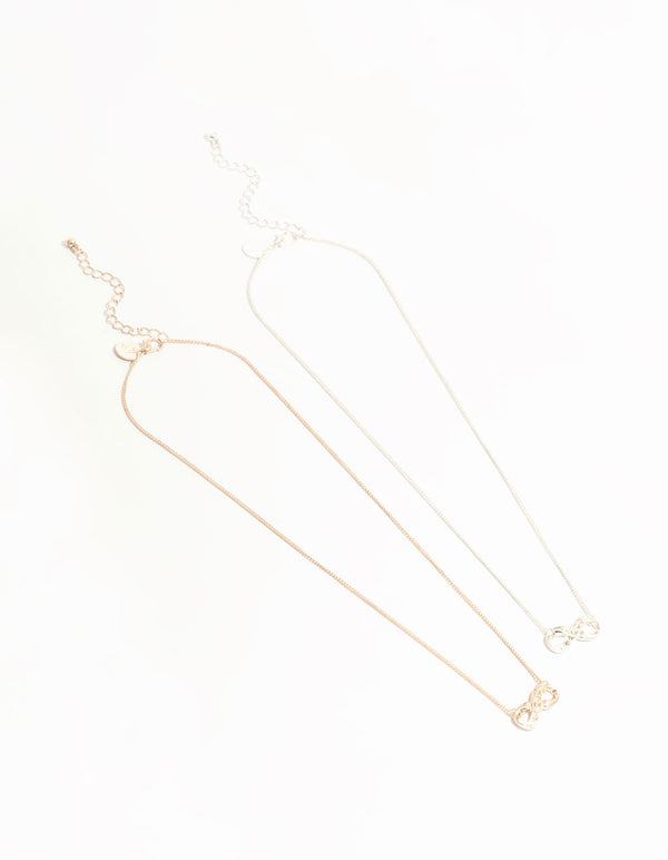 Mixed Metal Diamante Infinity Necklace 2-Pack