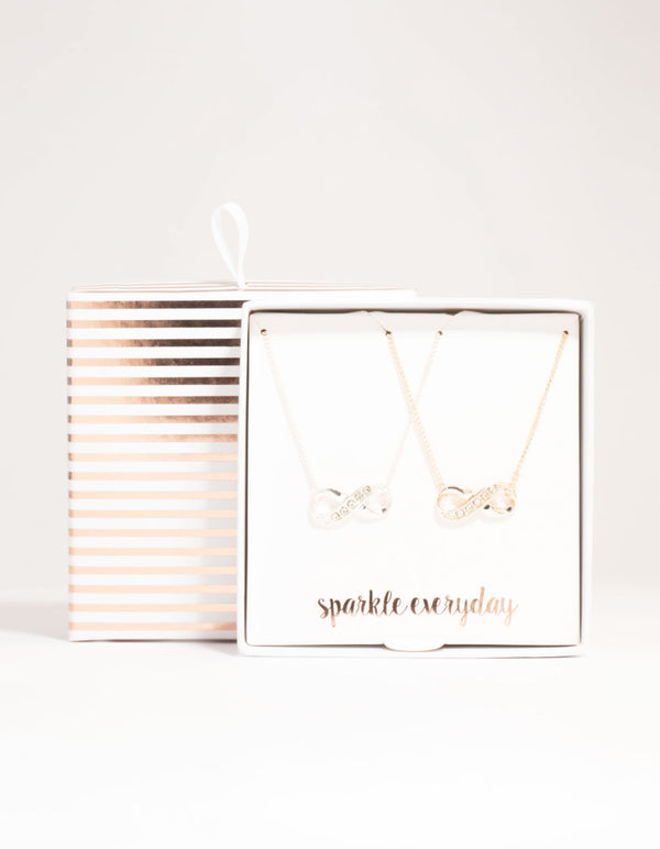 Mixed Metal Diamante Infinity Necklace 2-Pack