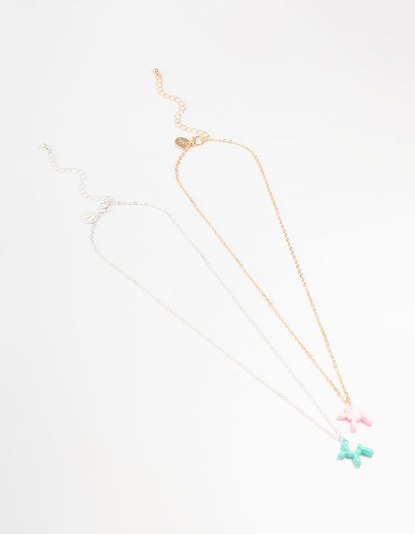 Mixed Metals Bubble Dog Necklaces 2-Pack