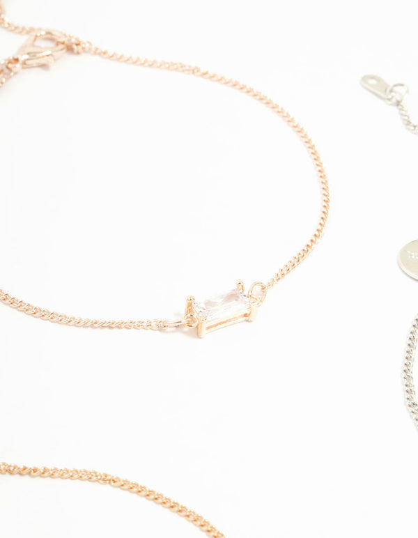 Mixed Metals Cubic Zirconia Bracelets 3-Pack