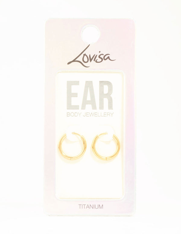 Gold Plated Titanium Medium Classic Hoop Earrings