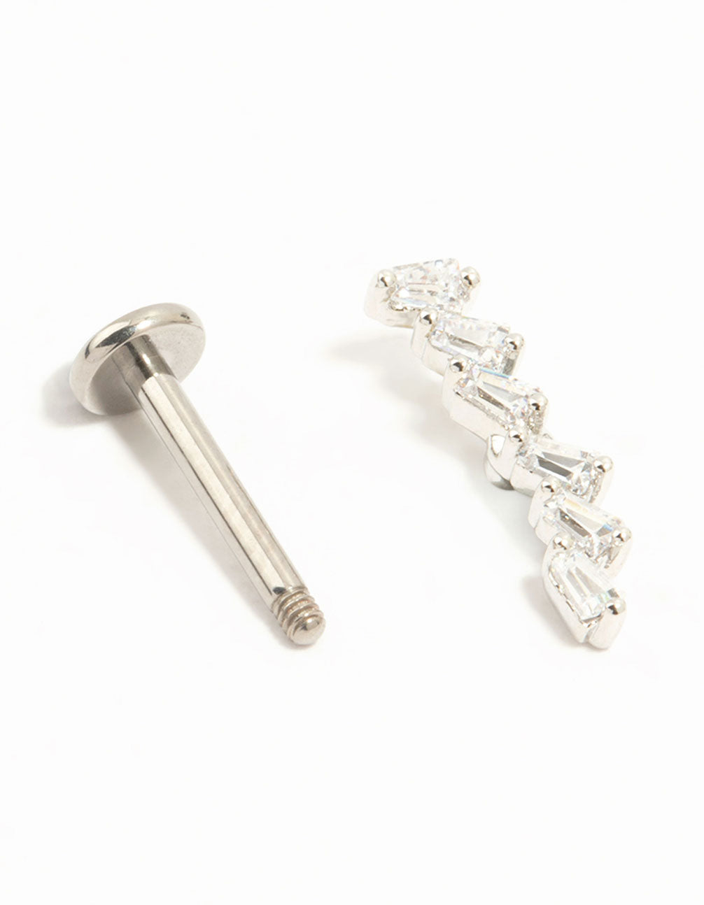 Titanium Baguette Cubic Zirconia Crawler Single Flatback