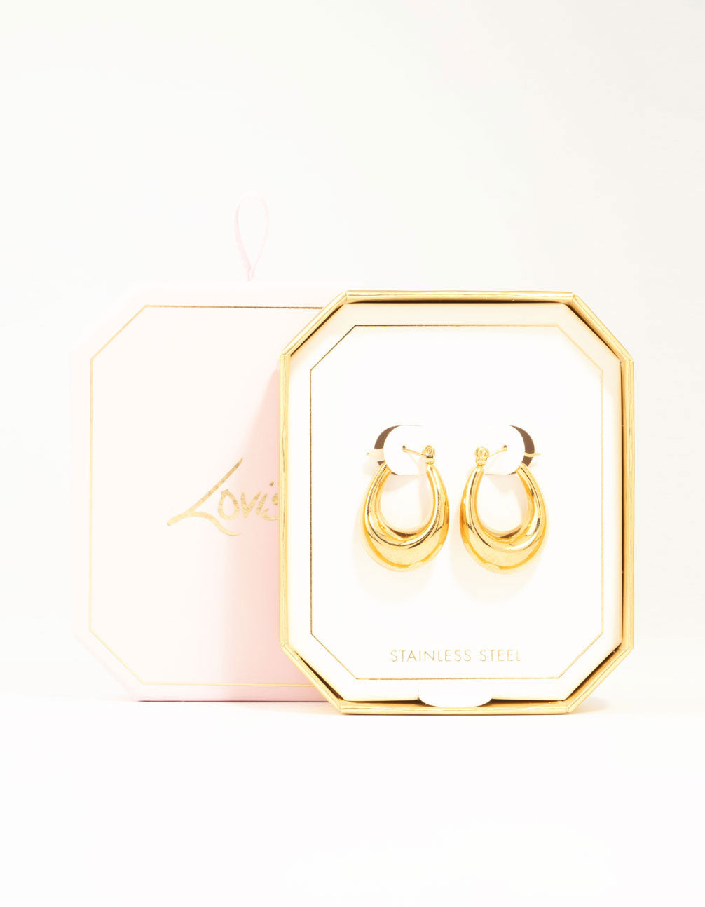 Waterproof Gold Plated Stainless Steel Oval Hoop Earrings