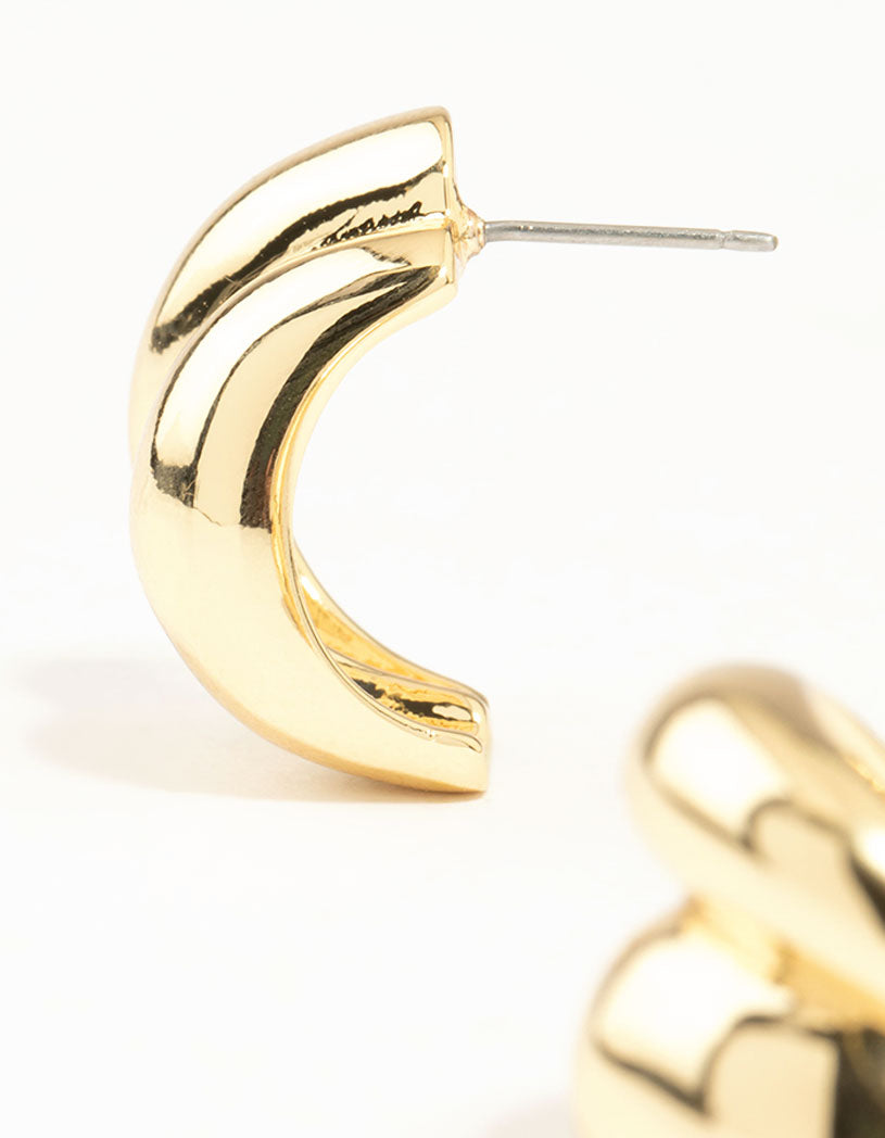 Gold Plated Double Cupchain Imitation Stud Earrings