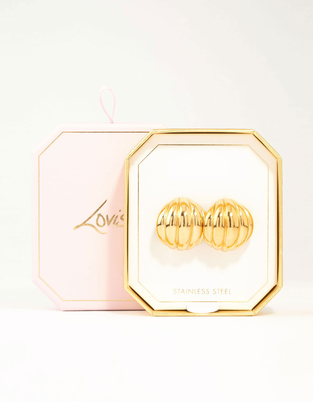 Waterproof Gold Plated Stainless Steel Round Textured Stud Earrings