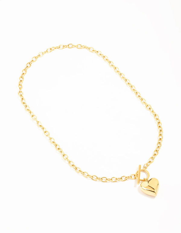 Waterproof Gold Plated Stainless Steel Chubby Heart Necklace