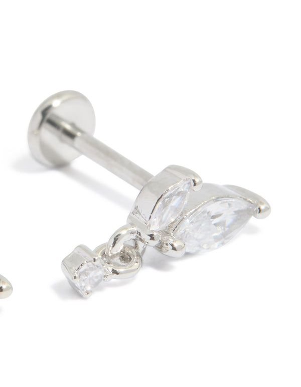 Designed with surgical steel cubic zirconia flat back studs post detail view