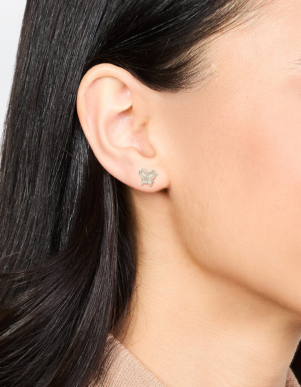 Surgical Steel Cubic Zirconia Butterfly Flat Backs