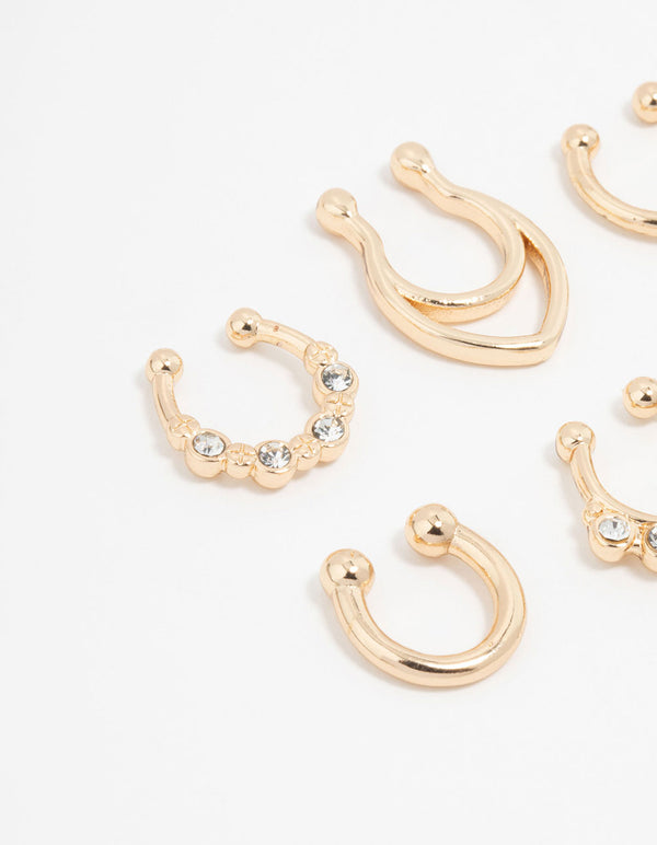 Gold Plated Double Leaf Septum Rings 6-Pack