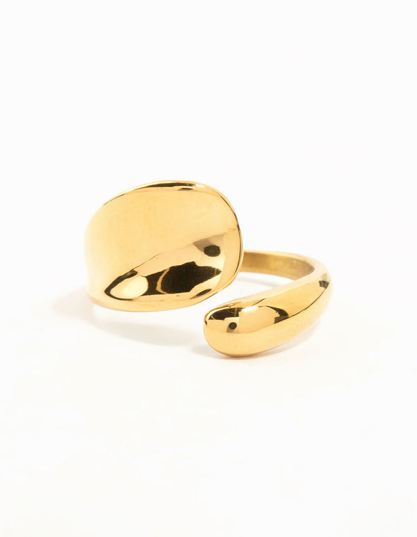 Waterproof Gold Plated Stainless Steel Bold Wrapped Ring