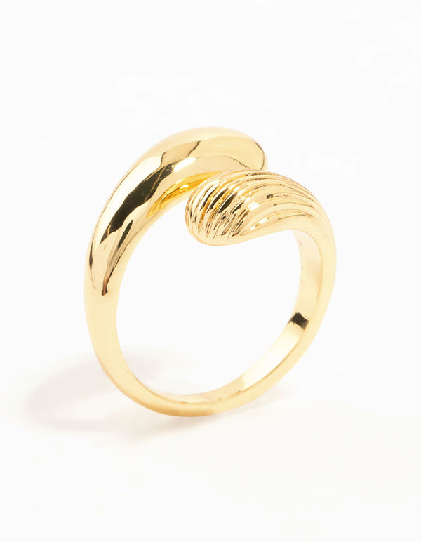 Gold Plated Textured Double Wrapped Ring
