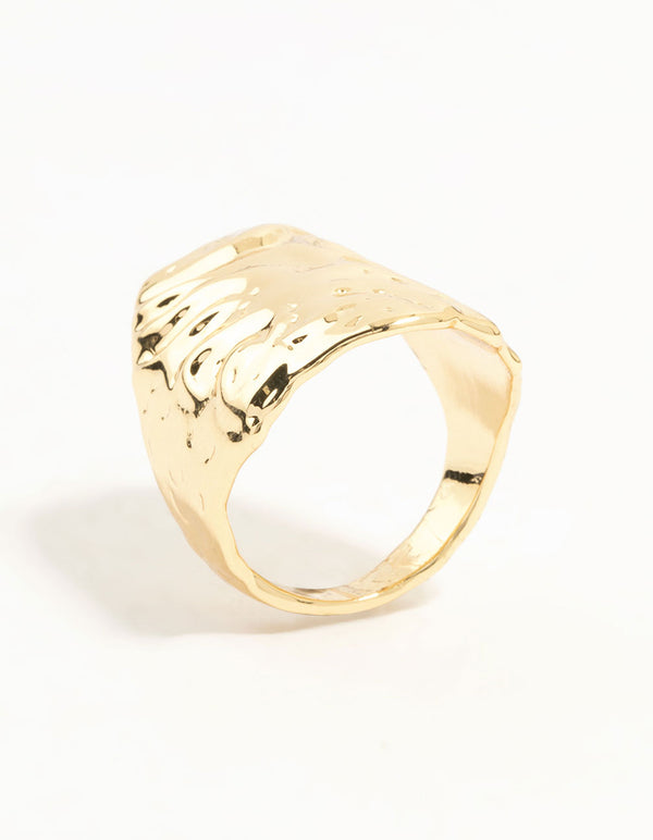 Gold Plated Molten Shield Ring