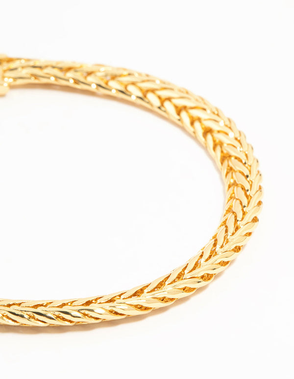 Gold Flat Wide Curb Chain Bracelet