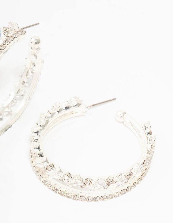 Silver Cubic Zirconia Hoop Earrings