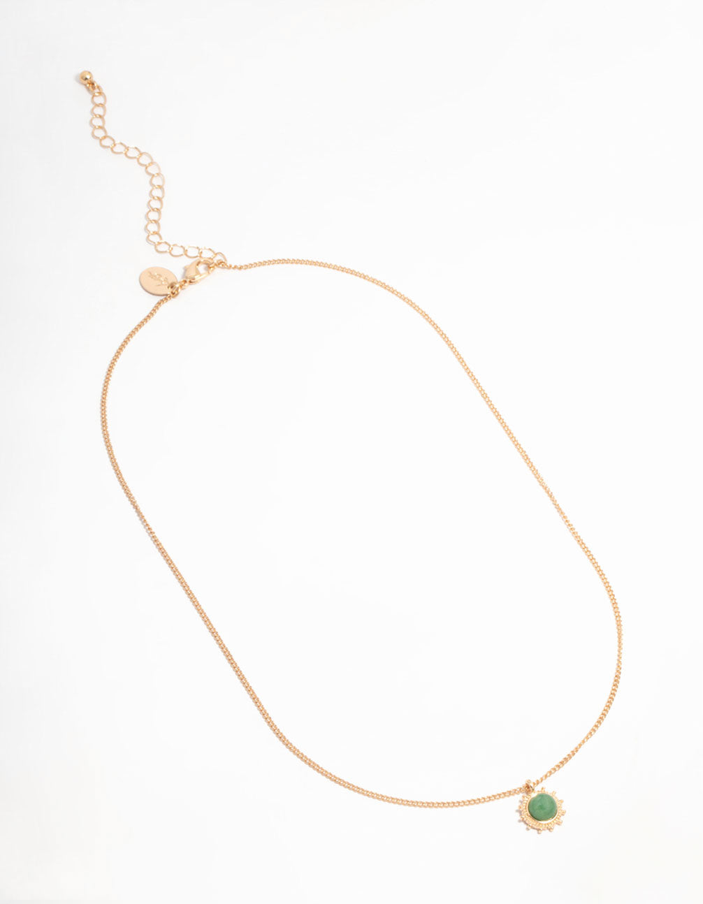 Gold Green Aventurine Sunburst Pendant Necklace