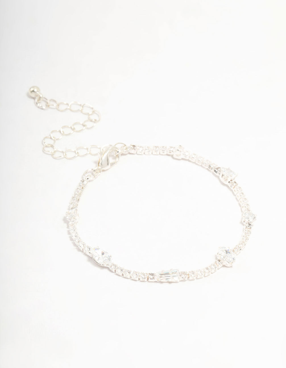 Silver Station Cupchain Cubic Zirconia Tennis Bracelet