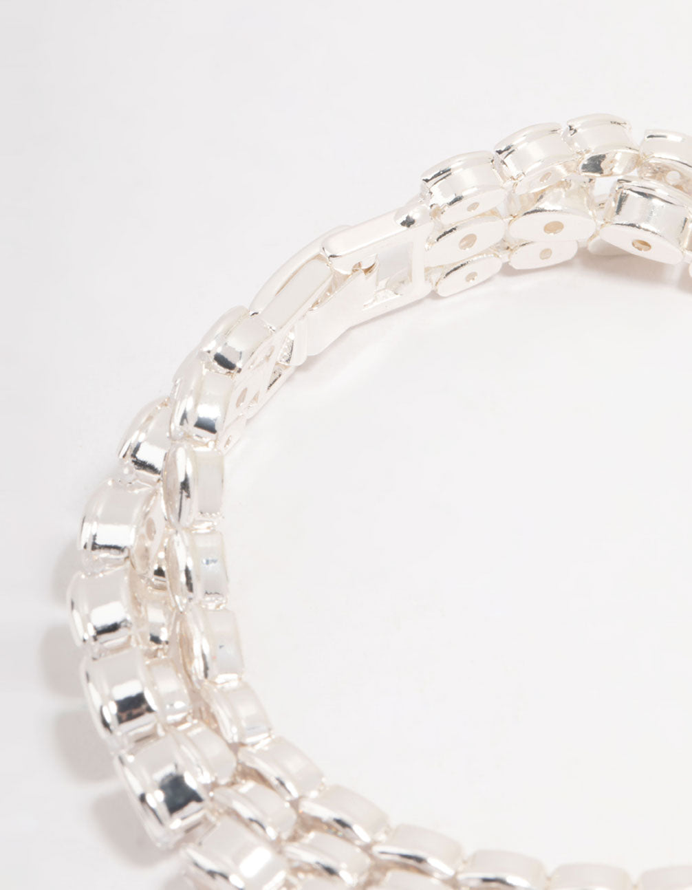Silver Layered Oval Cubic Zirconia Bracelet
