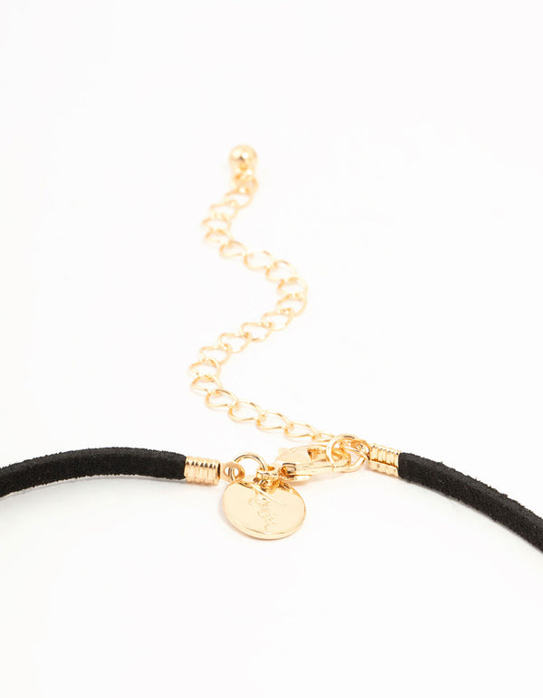 Gold Pearl Drop Cross Cord Necklace