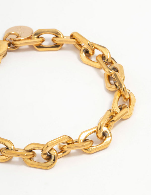 Waterproof Gold Plated Stainless Steel Thick Chain Bracelet