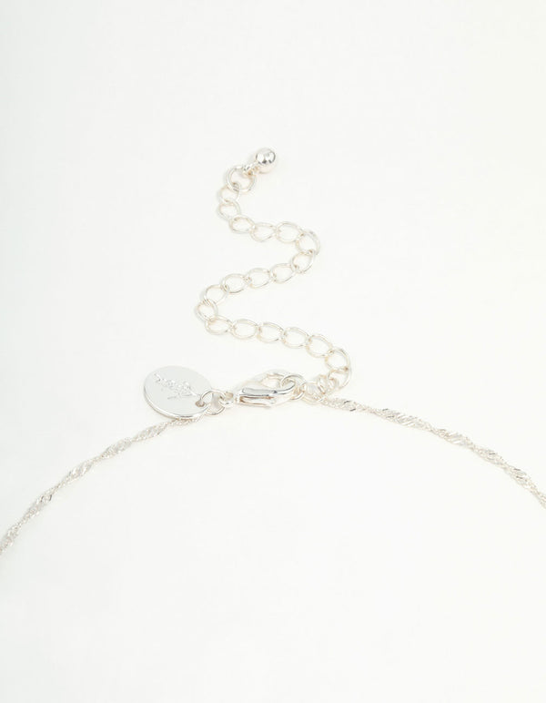 Silver Plated Cubic Zirconia Snowflake Cross Necklace