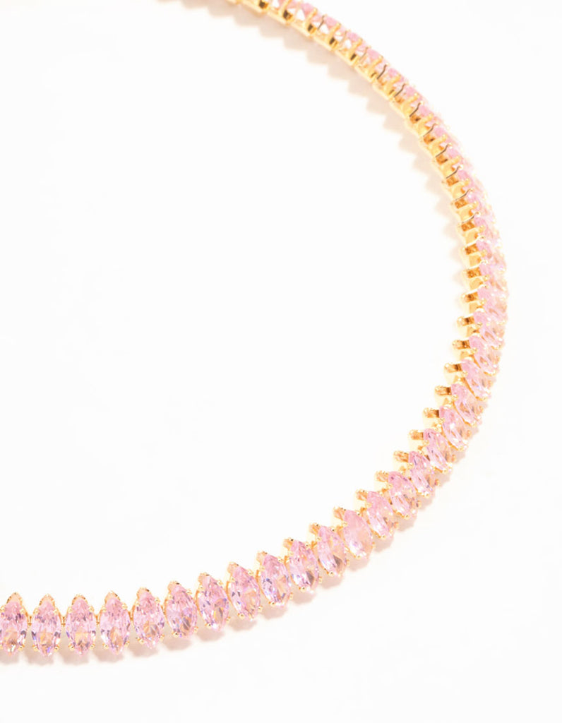 Pink Lovisa Swarovski Necklace Pink Cubic Zirconia Navette Choker