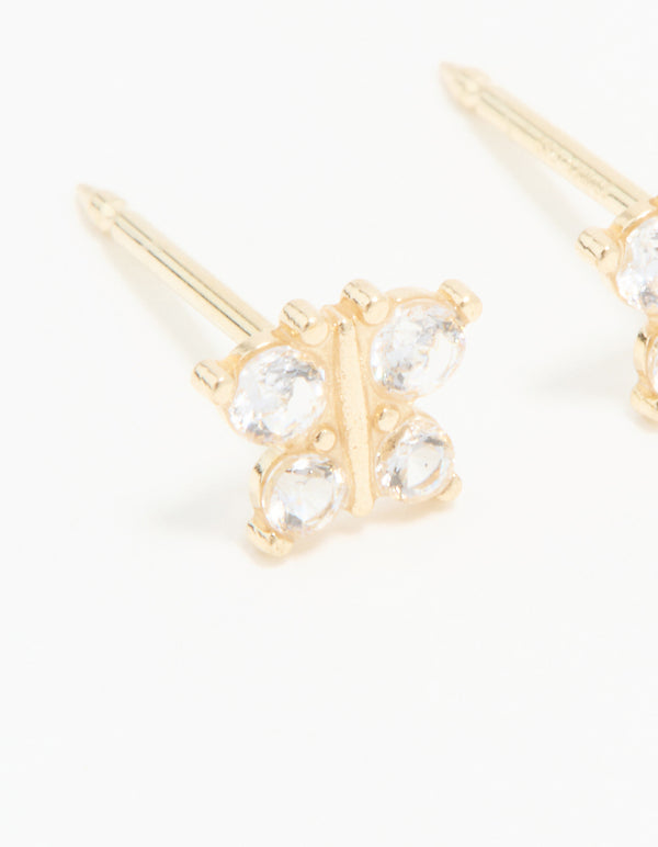 14KT Solid Yellow Gold Cubic Zirconia Butterfly Piercing Stud