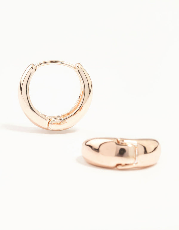 Rose Gold Plain Chubby Huggie Earrings