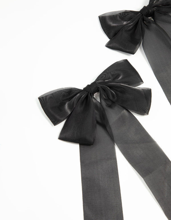 Black Organza Fabric Large Bows 2-Pack