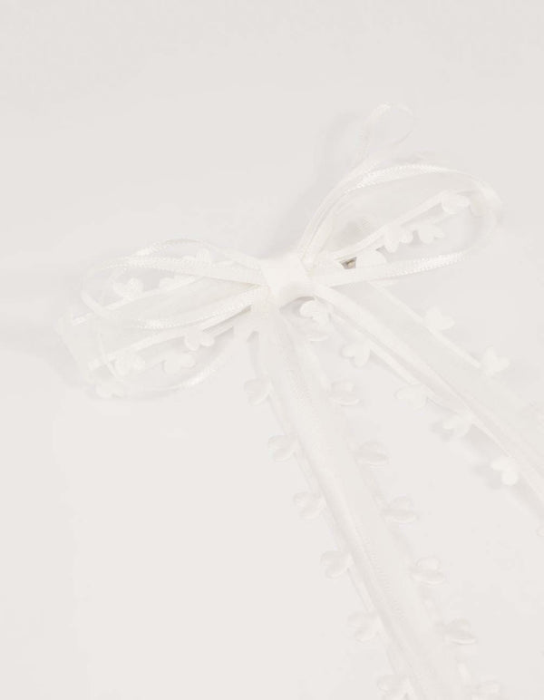 Black & White Heart Ribbon Bows 2-Pack