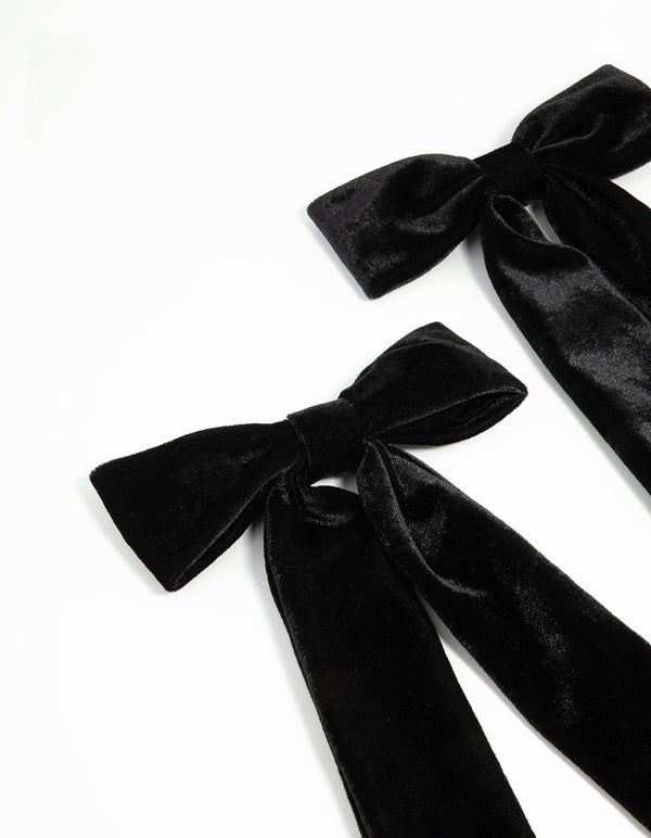 Black Velvet Fabric Large Bows 2-Pack