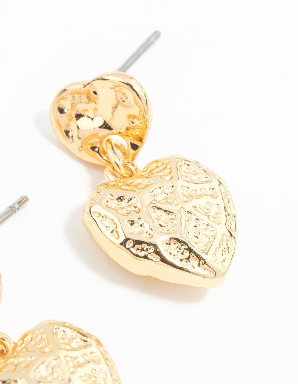 Gold Plated Heart Drop Earrings