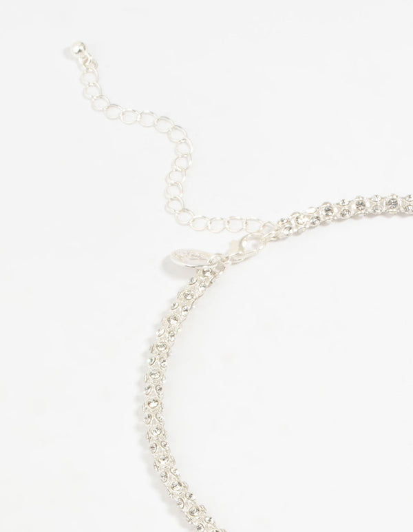 Silver Plated Diamante Fireball Chain Necklace