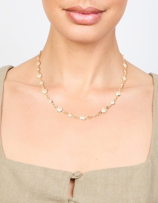 Gold Plated Diamante Detail Necklace