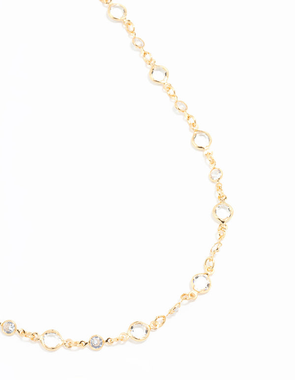 Gold Plated Diamante Detail Necklace