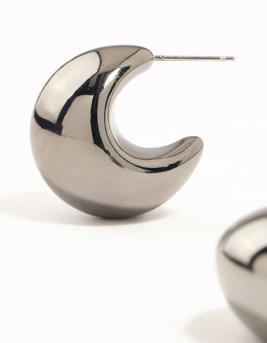 Gunmetal Chubby Bubble Hoop Earrings