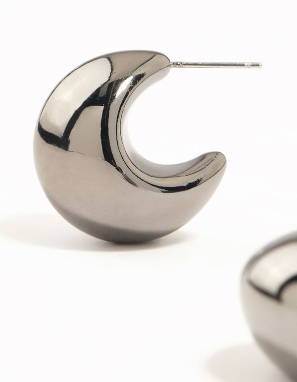 Gunmetal Chubby Bubble Hoop Earrings