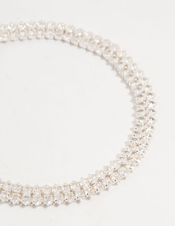Silver Fine Cubic Zirconia Cupchain Bracelet