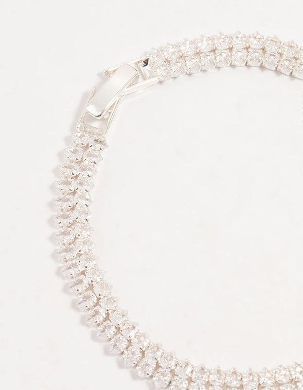 Silver Fine Cubic Zirconia Cupchain Bracelet